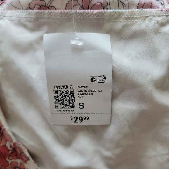 Forever 21 Floral Print Cutout Midi Dress Square Neck Women’s Small - Picture 4 of 6